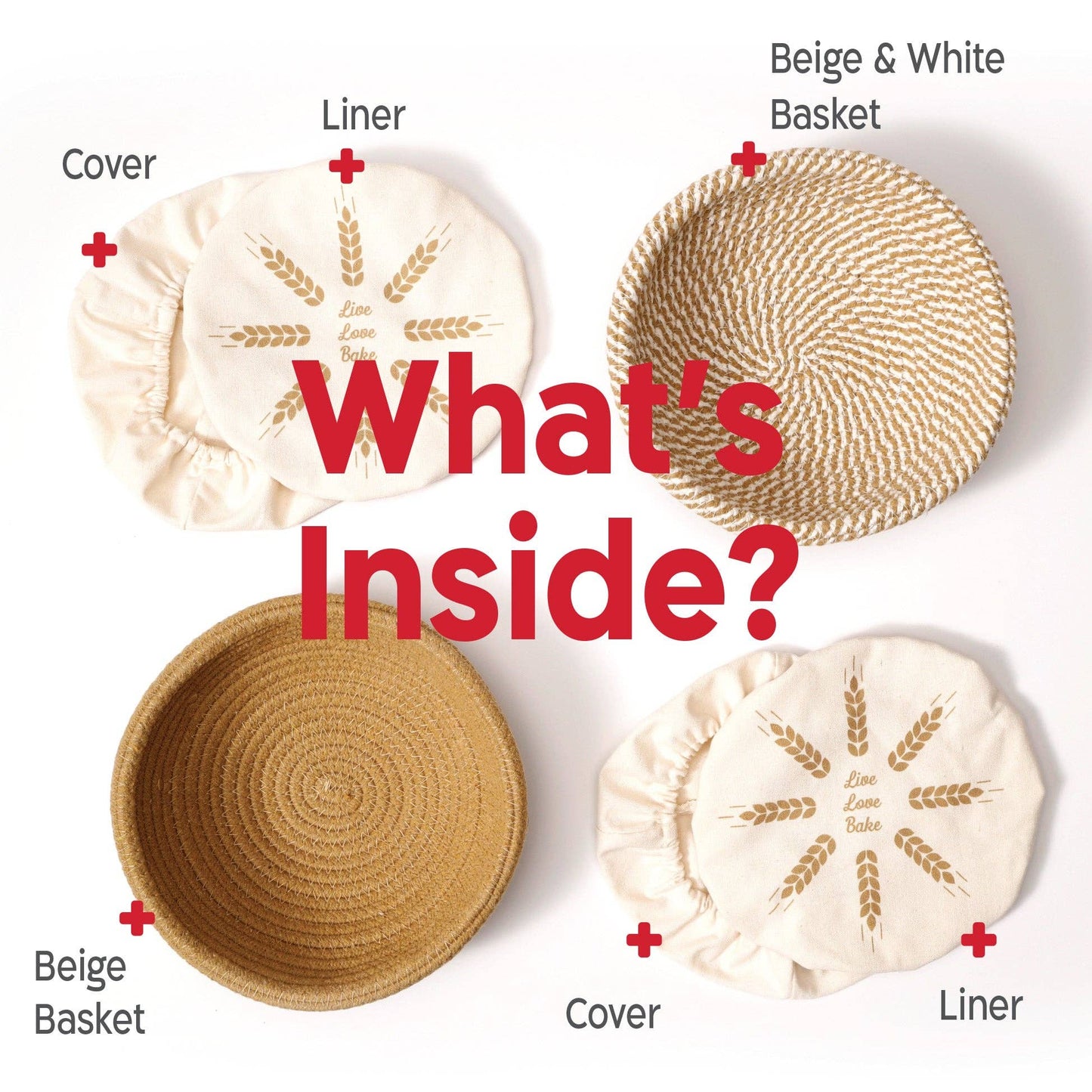 Gärkorb-Set Rund aus Baumwolle