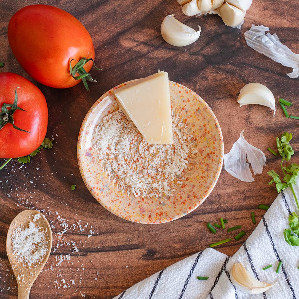 Keramikreibe "Konfetti" 12cm für Knoblauch, Ingwer & Gewürze
