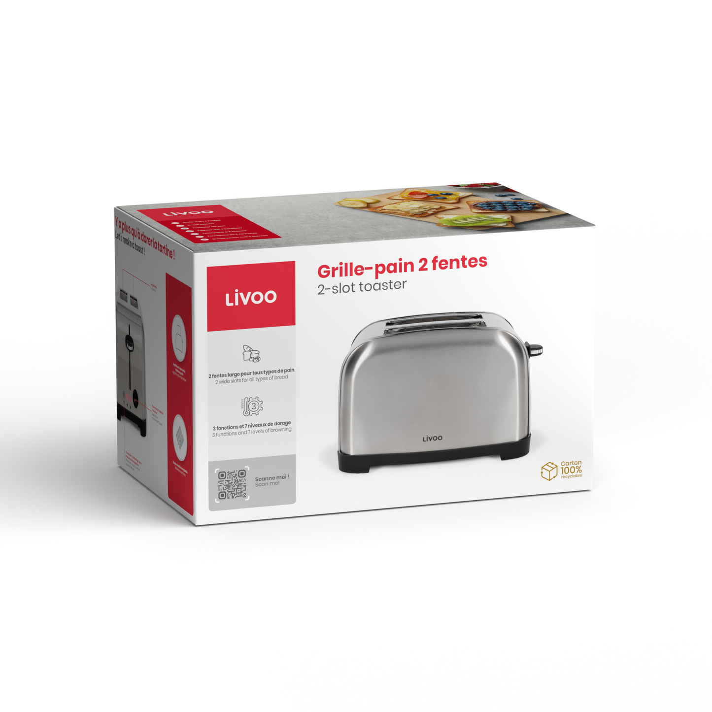 Toaster Edelstahl mit 2 Schlitzen