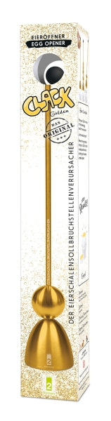 "Clack" Eieröffner Golden Edition, Matt Gold, Silikonkugel schwarz