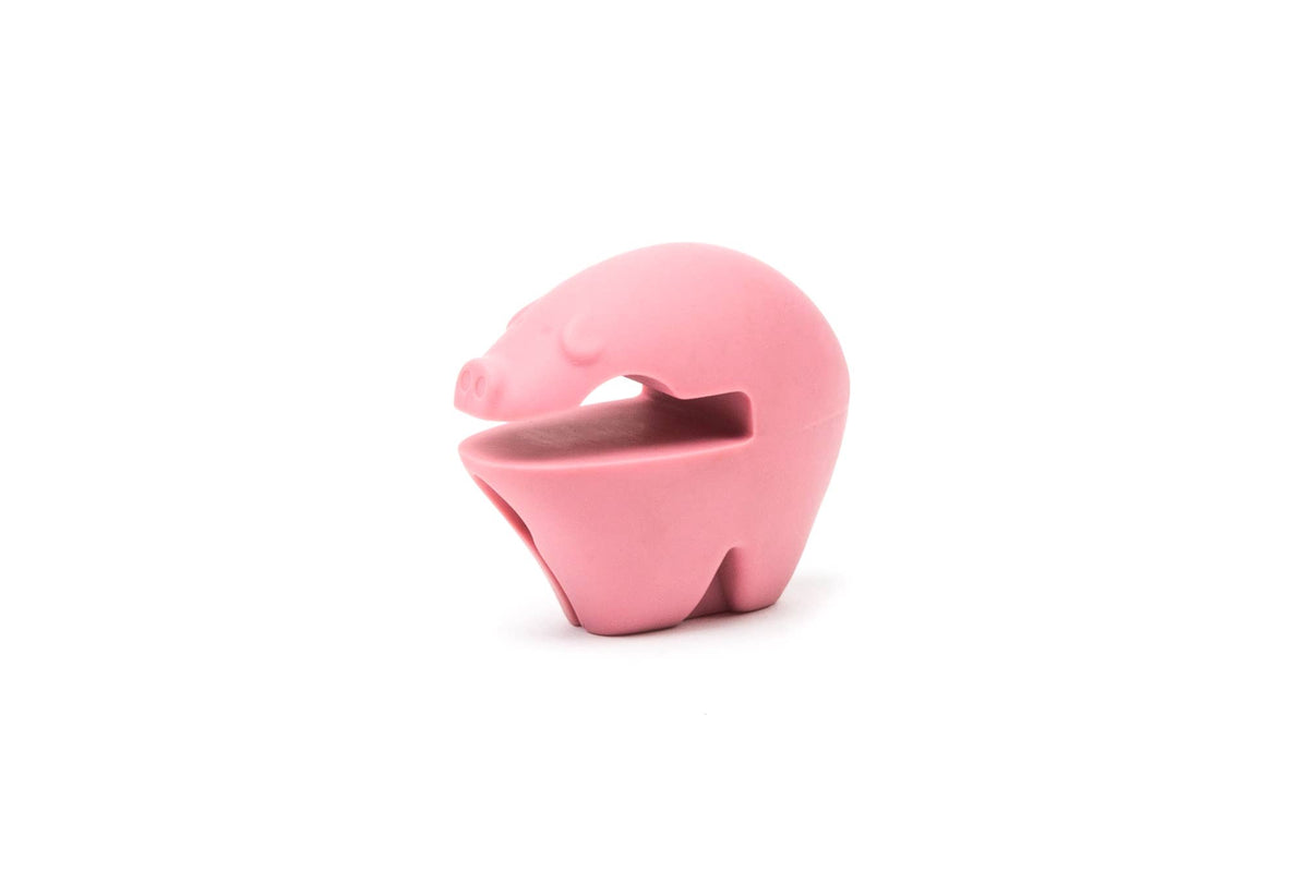Kochlöffelhalter Pink Pig aus Silikon mit Clip