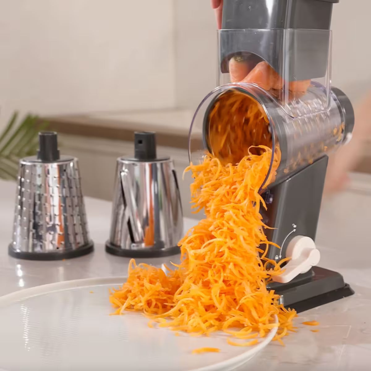 Standtrommelreibe Easy Prep iron grey (3 Reibetrommeln: Scheiben, fein, extra-fein)