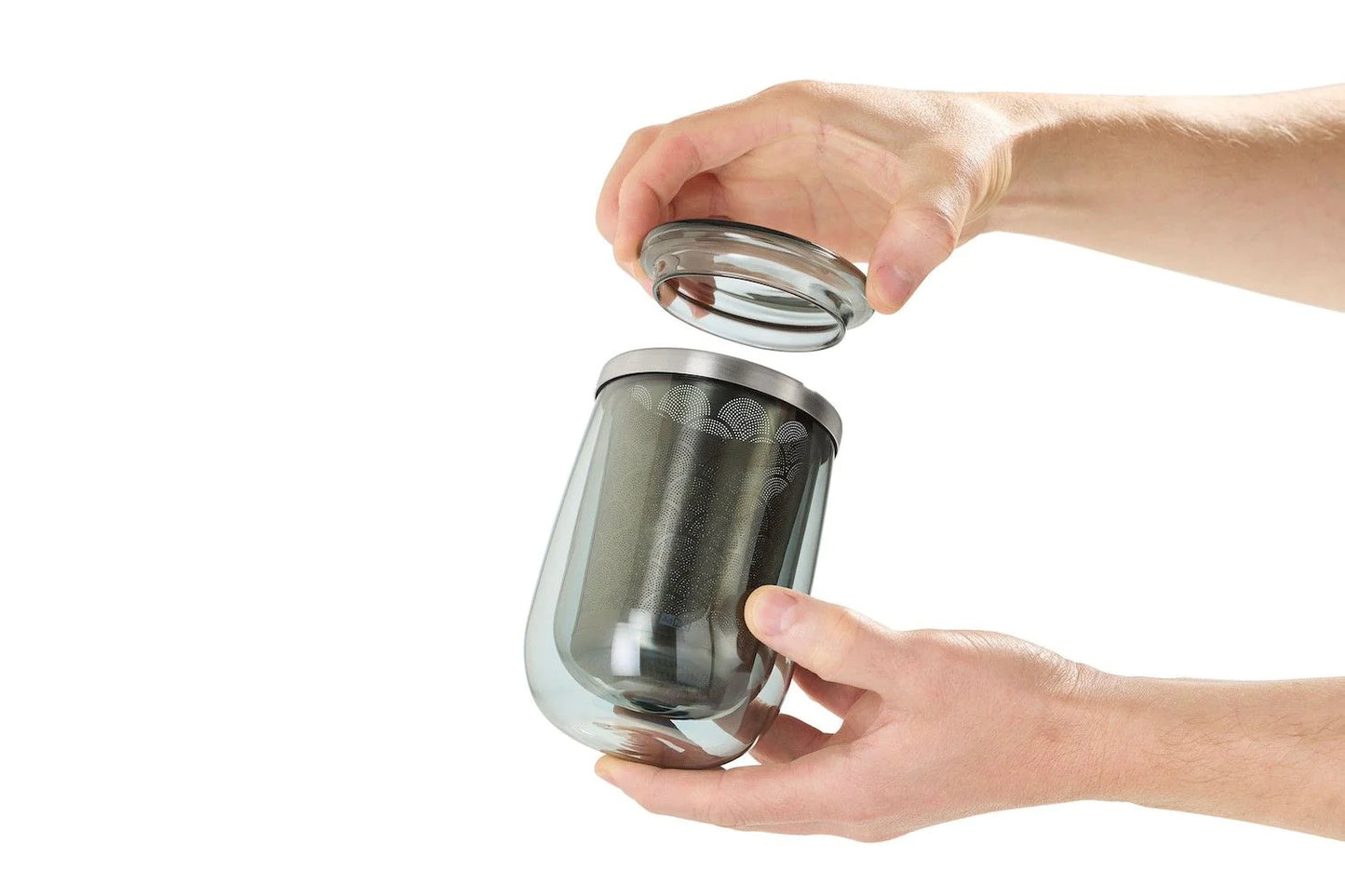 Teeglas mit Teefilter Fusion Glas Grey, 400 ml