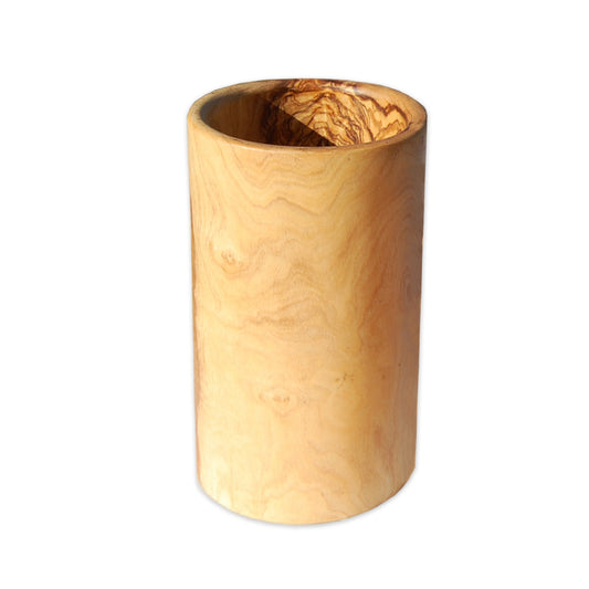 Utensilien-Behälter Rund H. ca. 18cm ø 10 cm Olivenholz