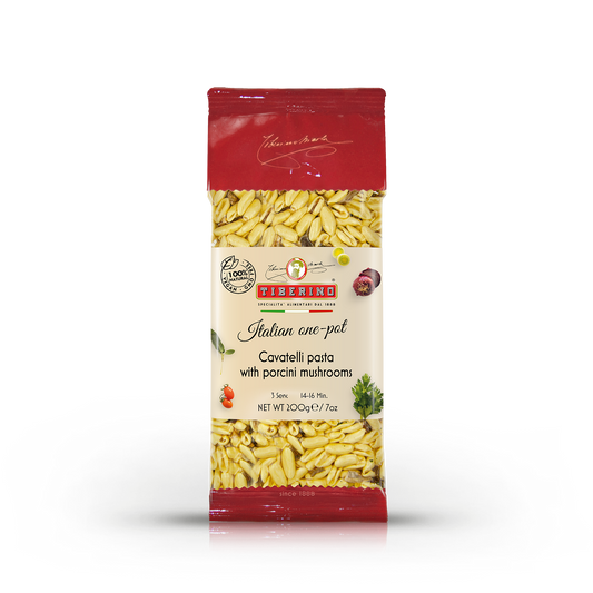 Cavatelli-Nudeln mit Steinpilzen, kochfertige italienische Pasta - One Pot