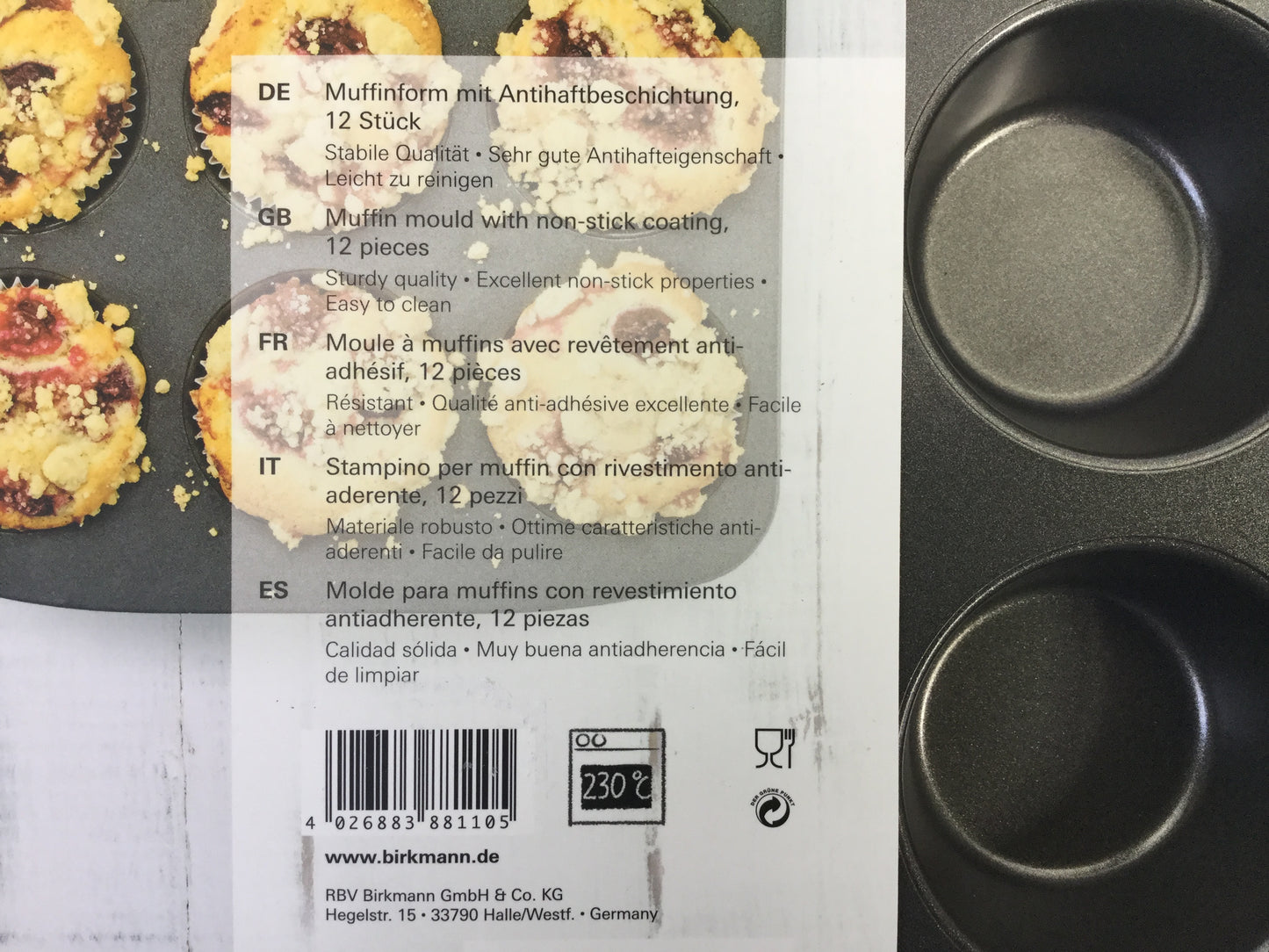 Muffinform für 12 Muffins „Easy Baking“ von Birkmann