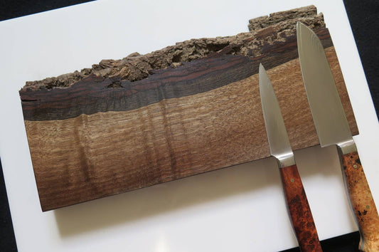 Magnetmesserhalter Live Edge Walnuss mit Rinde verschiedene Längen