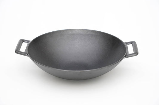 WOK Gusseisen 31 cm Höhe 8,5 cm mit zwei Griffen
