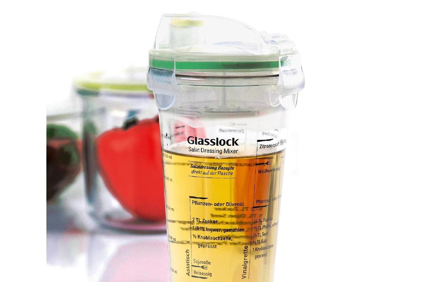 Dressingshaker aus Glas 450 ml, mit Rezepten
