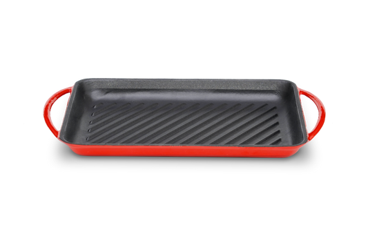Grillpfanne Gusseisen rechteckig 39,5x22cm ofenrot