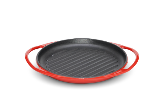 Grillpfanne Gusseisen rund 26 cm ofenrot