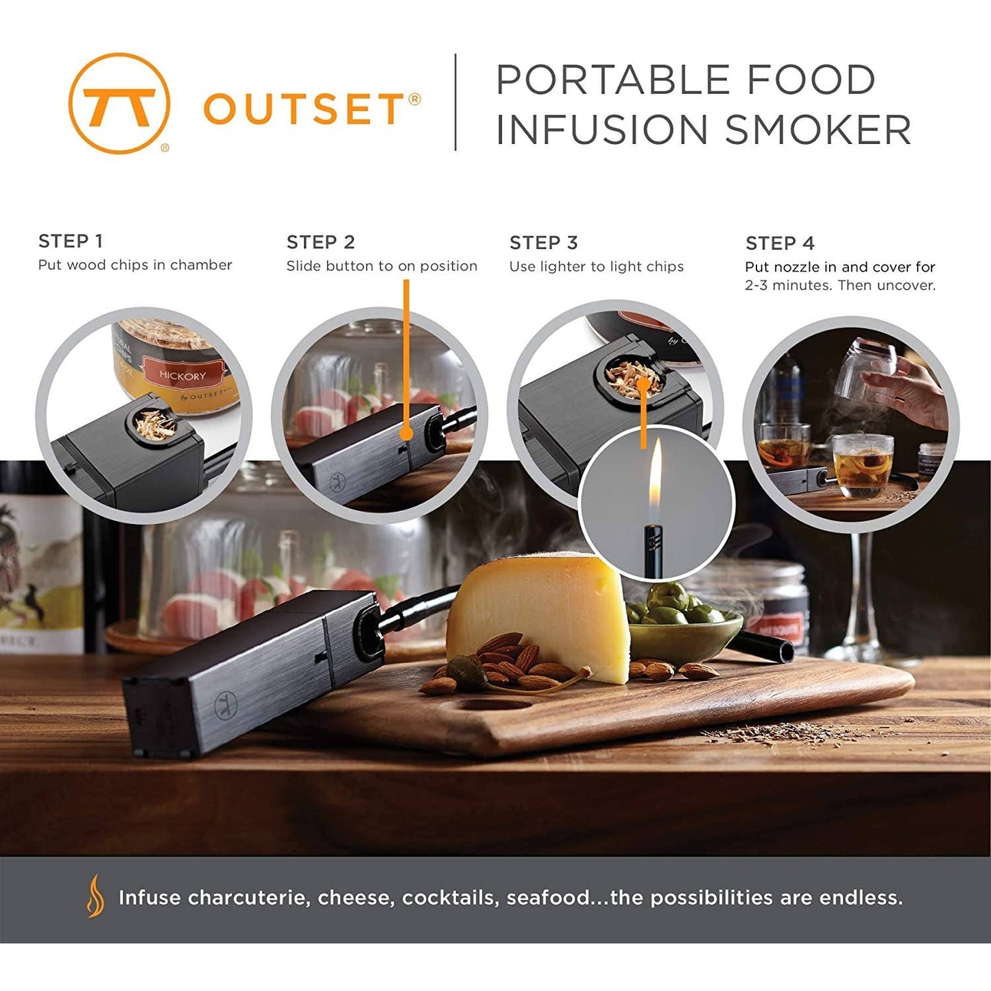 Outset Holzspäne 170gr Hickory für Räucherpistole