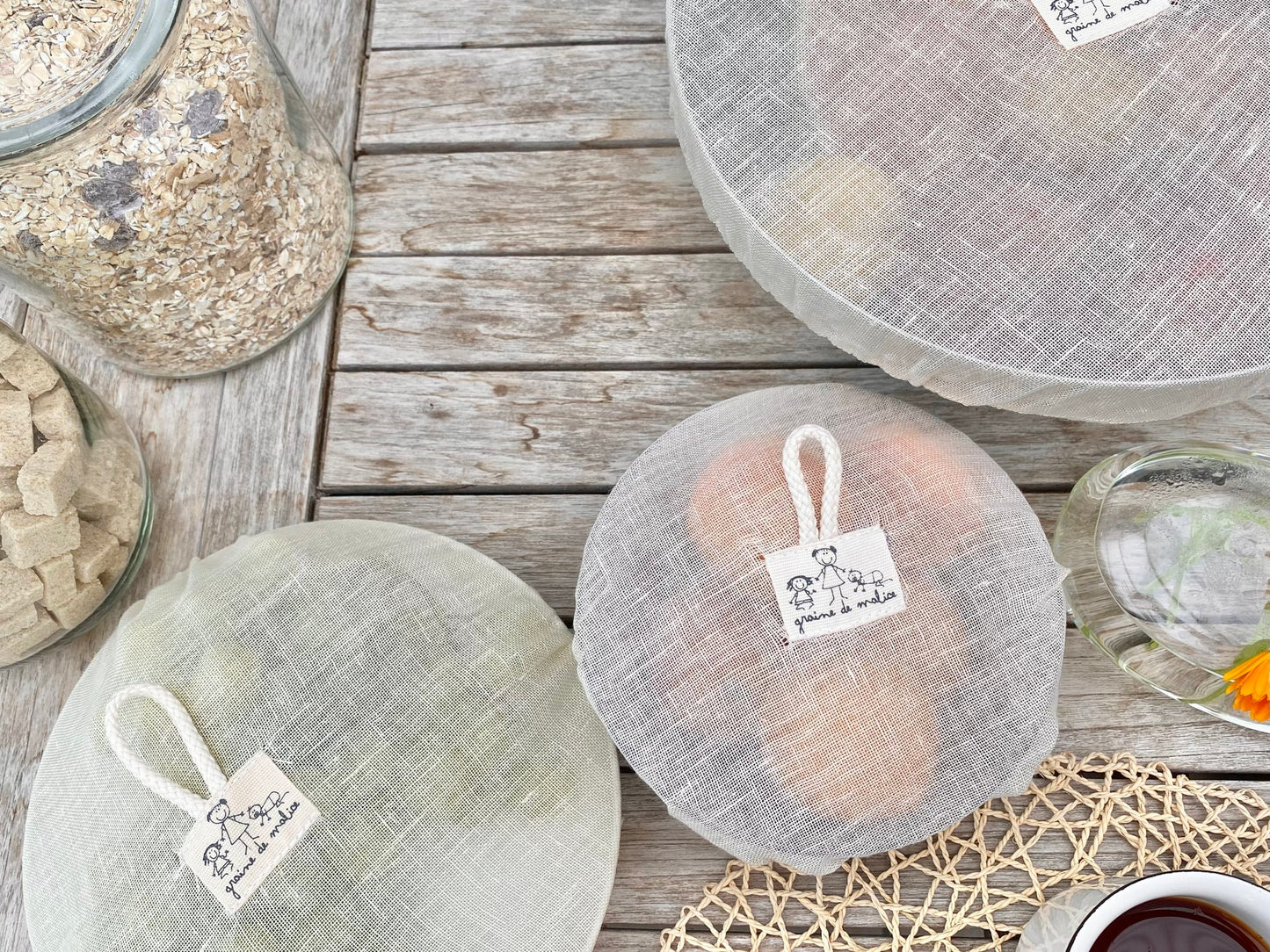 Abdeckung aus Leinen luftdurchlässig Ø21cm