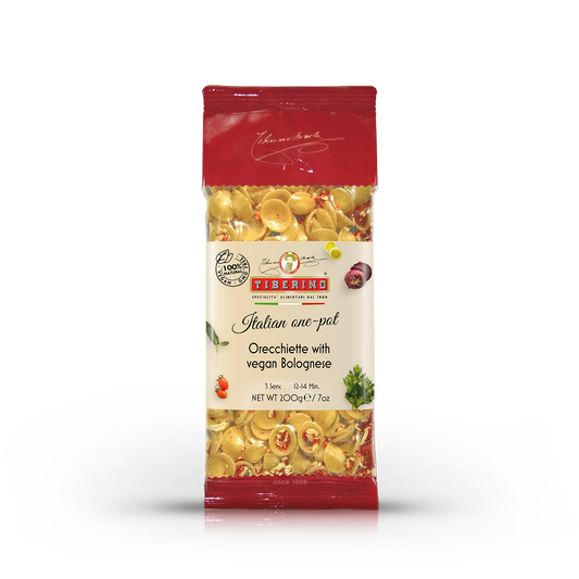 Orecchiette mit veganer Bolognese-Sauce, kochfertige italienische Pasta - One Pot