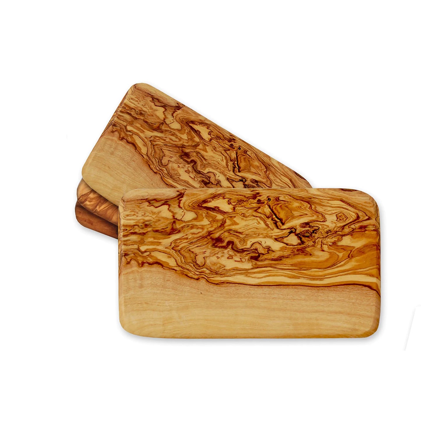 Frühstücksbrett abgerundete Ecken Länge 22x13cm Olivenholz