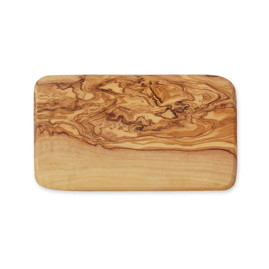 Frühstücksbrett abgerundete Ecken Länge 22x13cm Olivenholz