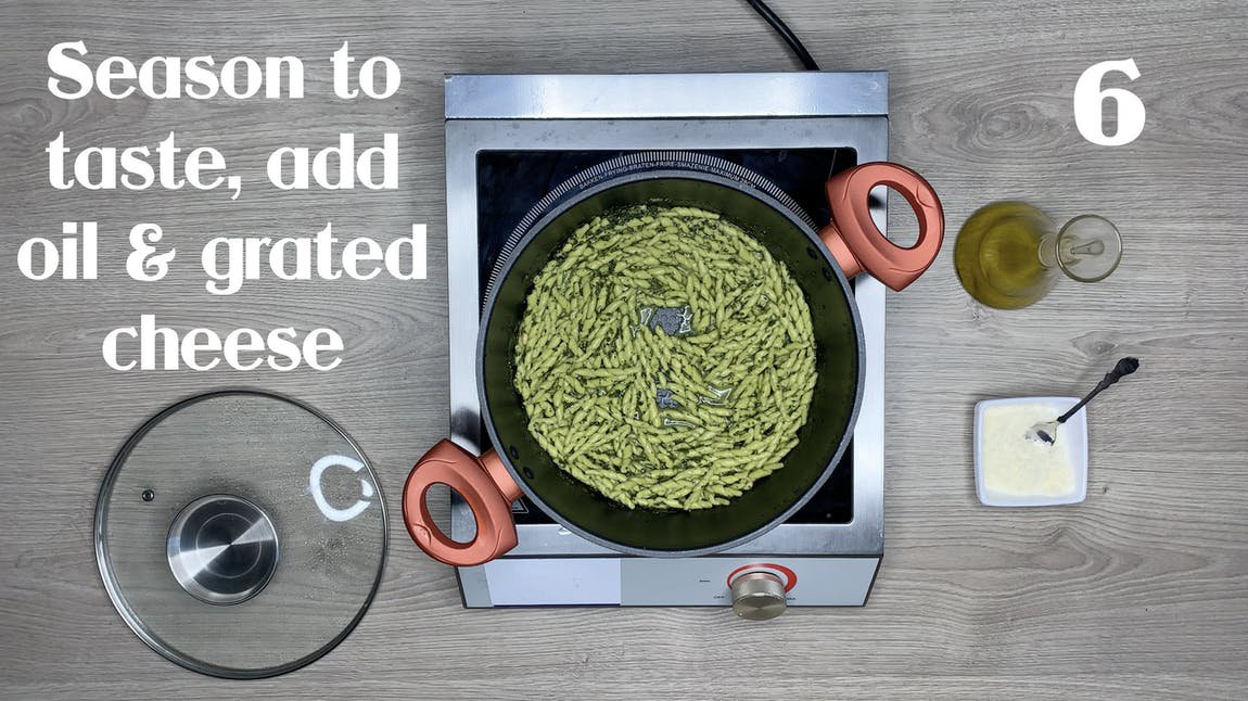 Trofiette mit Pesto Genovese, küchenfertige italienische Pasta One Pot