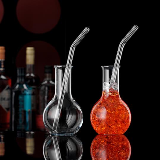 Mix Drink Gläser Labor 300 ml mit Glastrinkhalmen 23 cm 2er-Set