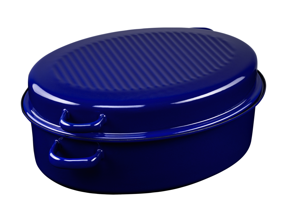 Gänsebräter oval mit Deckel 38cm 6,5l. kobaltblau
