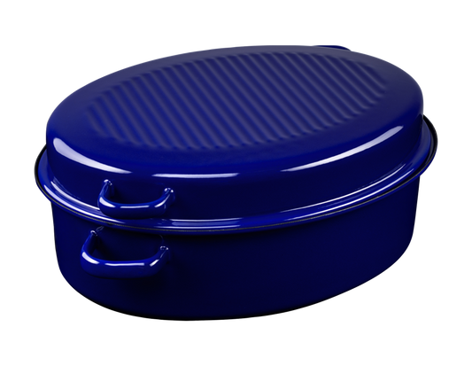 Gänsebräter oval mit Deckel 38cm 6,5l. kobaltblau