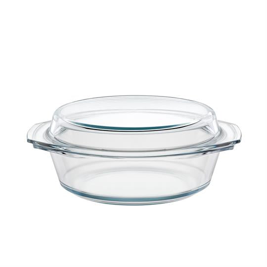 Kasserolle Bräter rund mit Deckel Glas 228x102mm 2l.