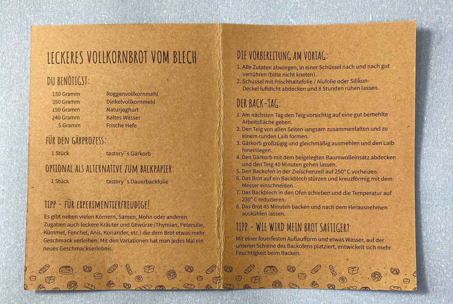 Gärkorb Set Ø 25 cm DIY Brot Back Kit