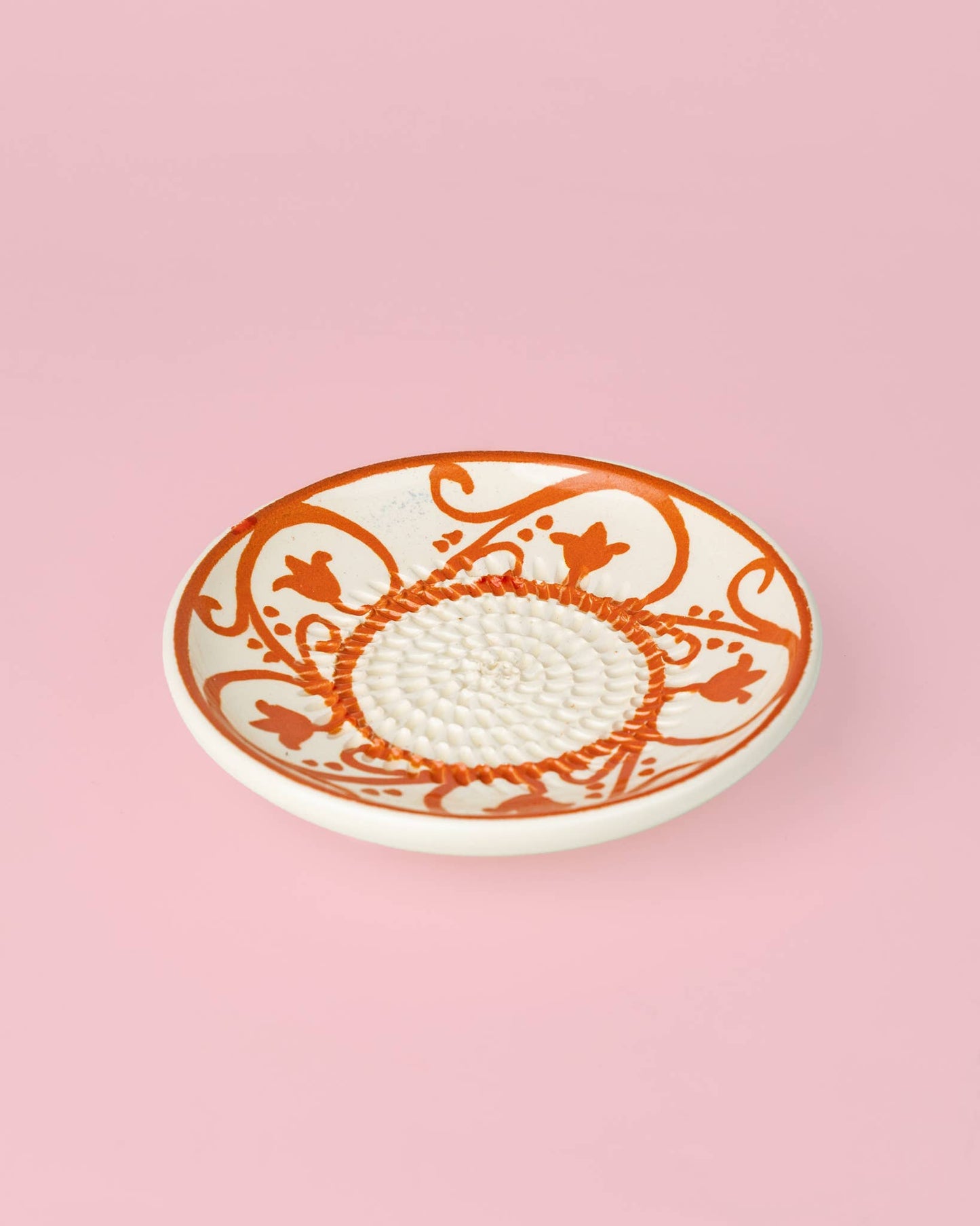 Keramikreibe "Azahara" 12cm für Knoblauch, Ingwer & Gewürze Orange & Beige