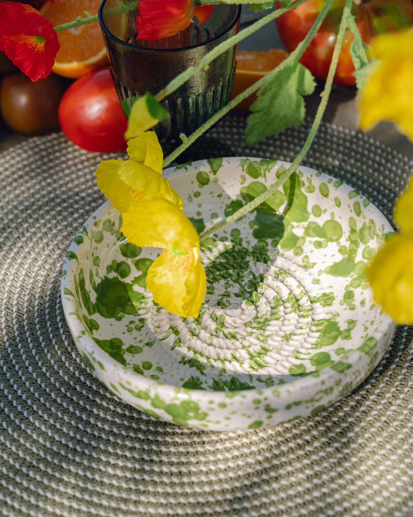 Keramikreibe "Moos" Groß für Knoblauch, Ingwer & Gewürze grün