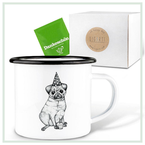 Emailletasse – Mops