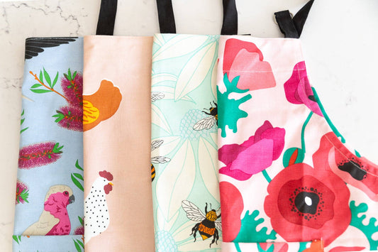 Schürze – Mohnblumen, 100 % Heavy Drill-Baumwolle