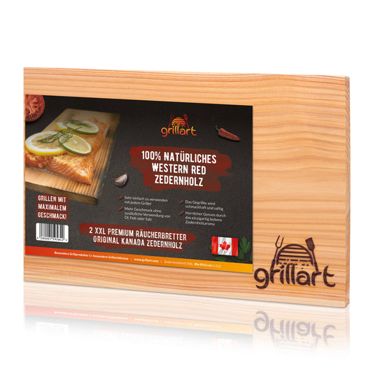 Zedernholzbretter zum Grillen – aus 100% natürlichem Western Red Zedernholz - 2er Set XXL 30 x 20 x 1 cm
