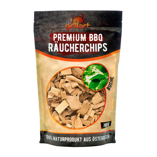 XL Premium Räucherchips Mix – sehr rauchaktives Räucherholz / Holzhackschnitzel Buche 750g.