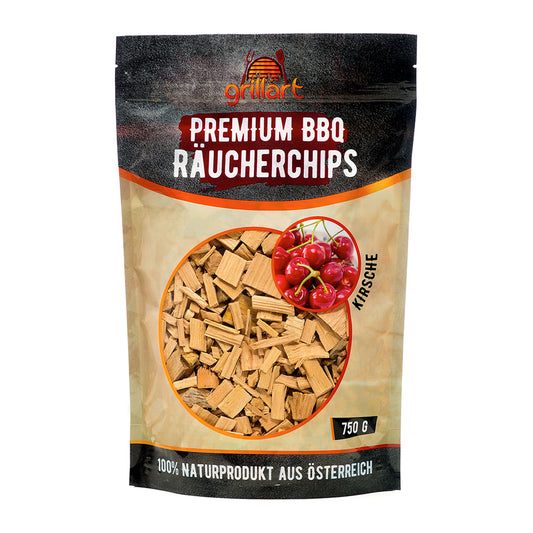 XL Premium Räucherchips Mix – sehr rauchaktives Räucherholz / Holzhackschnitzel Kirsche 750g.