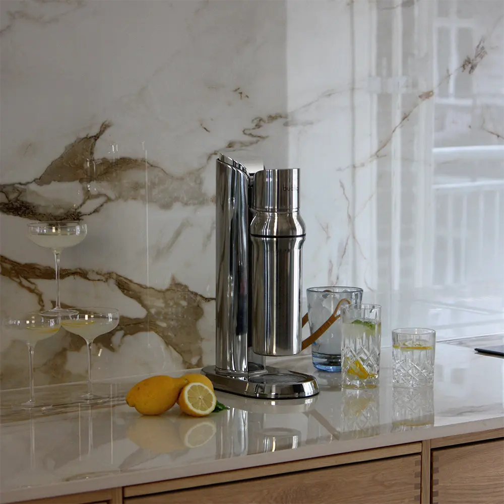 Wassersprudler Bubliq Glas mit Glasflasche Edelstahl