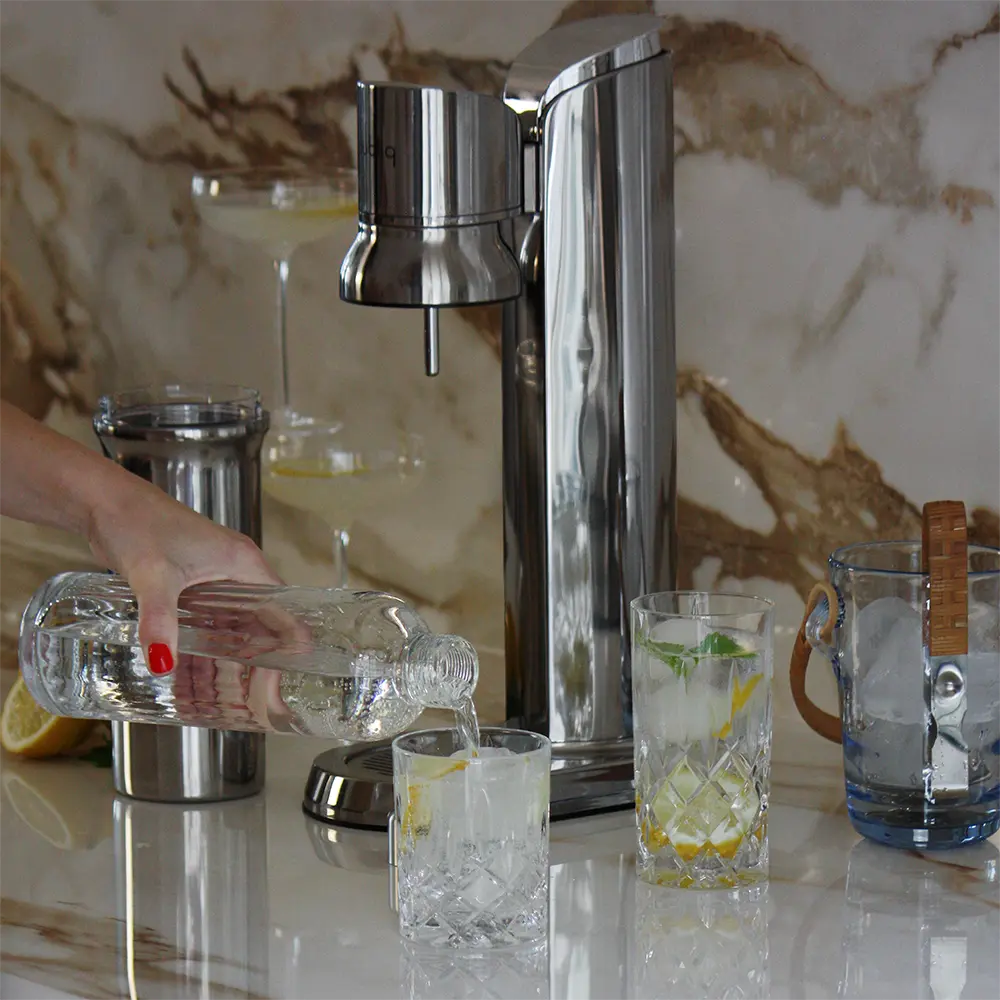 Wassersprudler Bubliq Glas mit Glasflasche Edelstahl