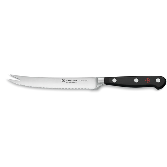 Tomatenmesser mit Wellenschliff 14cm Classic schwarz