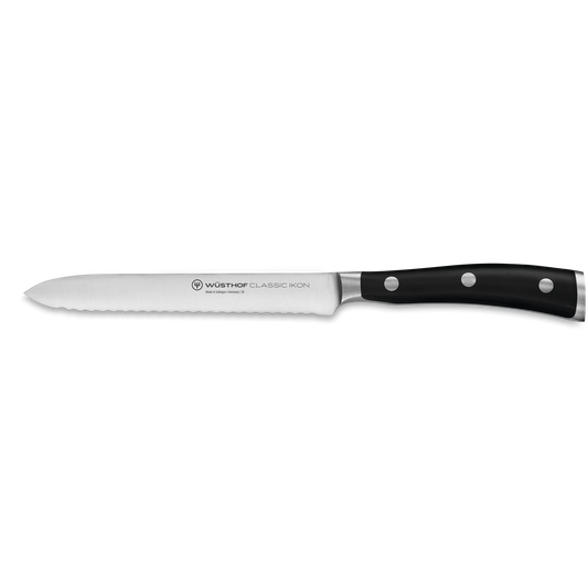 Aufschnittmesser mit Wellenschliff 14cm Classic Ikon schwarz
