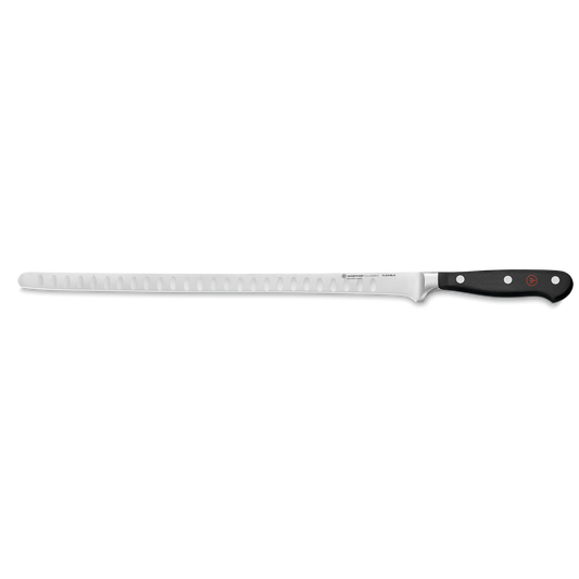 Lachsmesser mit Kullenschliff 32cm Classic schwarz