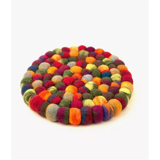 Topfuntersetzer 18 cm rund Filzkugel Herbst