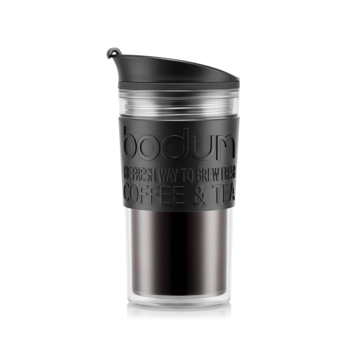 Trinkbecher Travel Mug schwarz doppelwandig, Kunststoff, 0.35 l