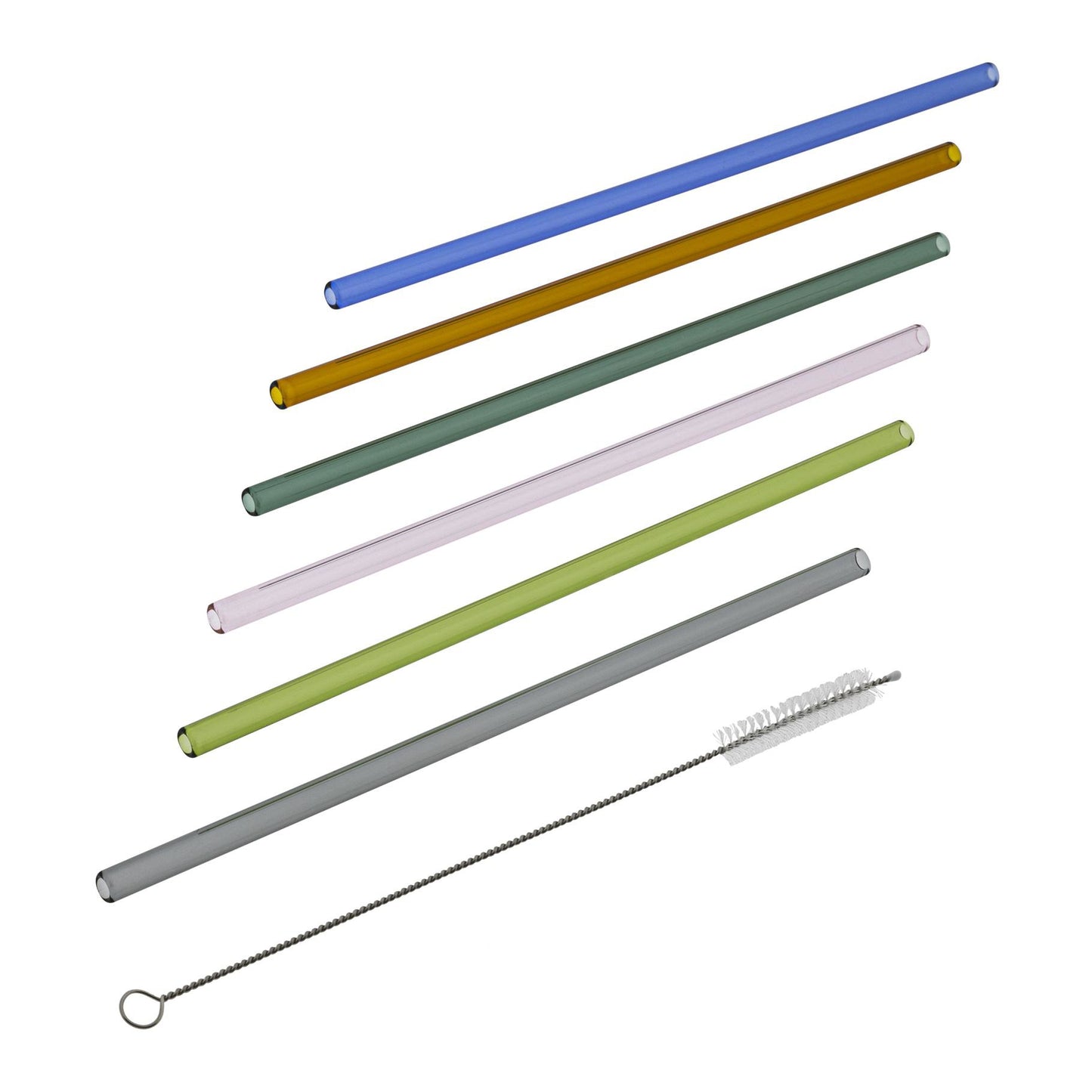 Trinkhalme aus Glas, 6er Set gerade sortiert