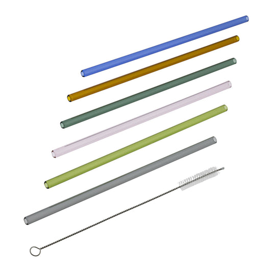 Trinkhalme aus Glas, 6er Set gerade sortiert