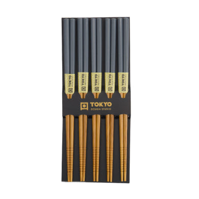 Essstäbchen Chopsticks Bambus grau 5 Paar