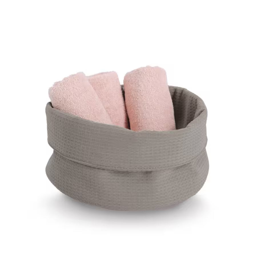 Aufbewahrungskorb, Waffelpiqué, Polyester, taupe Ø 25 x 13 cm