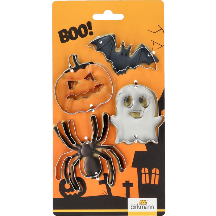 Ausstechformen-4er Set Halloween Fledermaus, Kürbis, Spinne und Gespenst