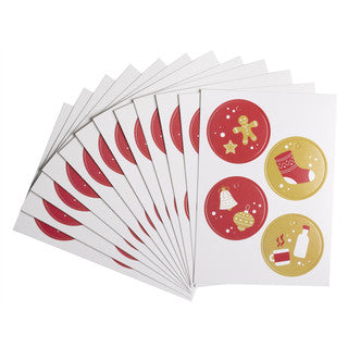 Anhänger, Geschenk, Weihnachten Kordel, rund Ø5cm, 4 Motive, 48 Stück, 12 Bögen, 250mg / m²