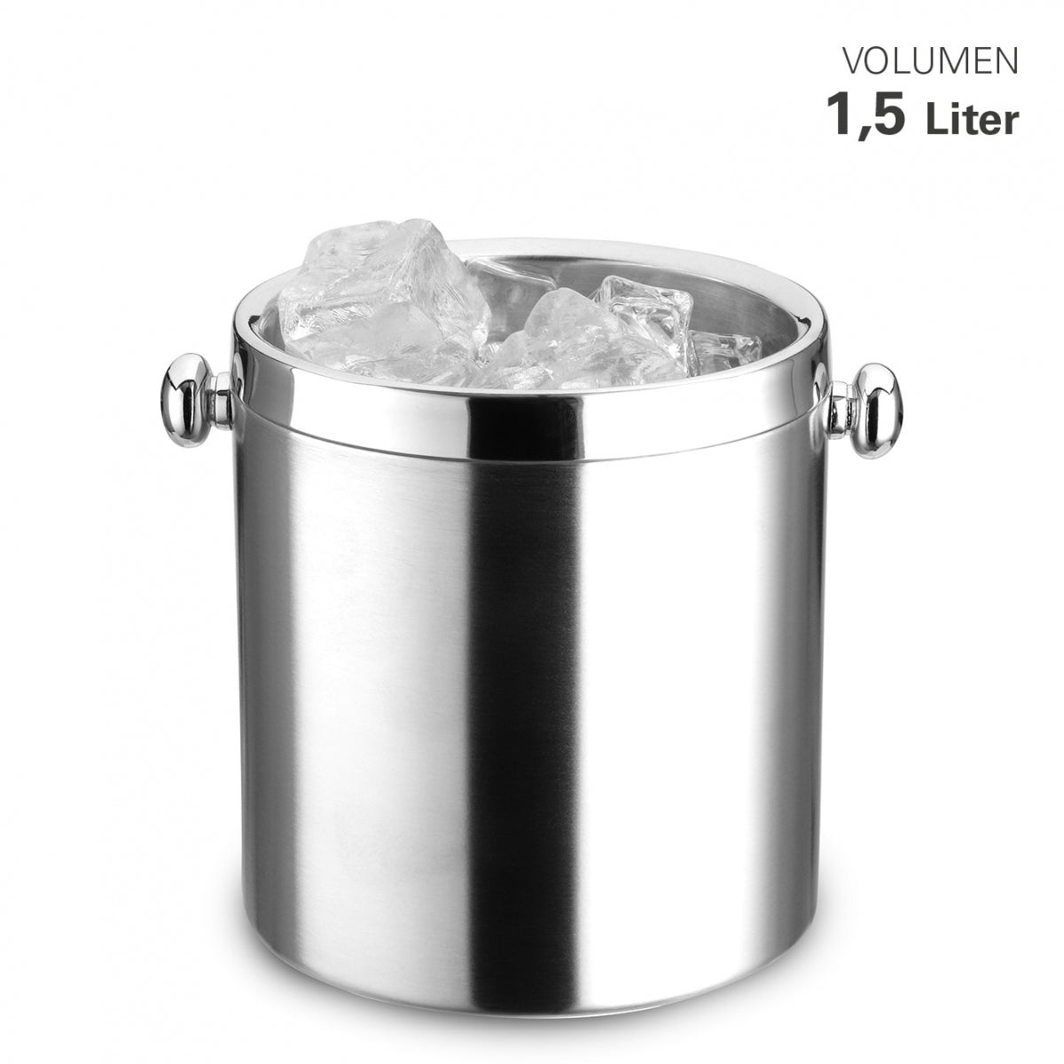 Eiswürfeleimer Edelstahl doppelwandig mit Zange, 1,5 L