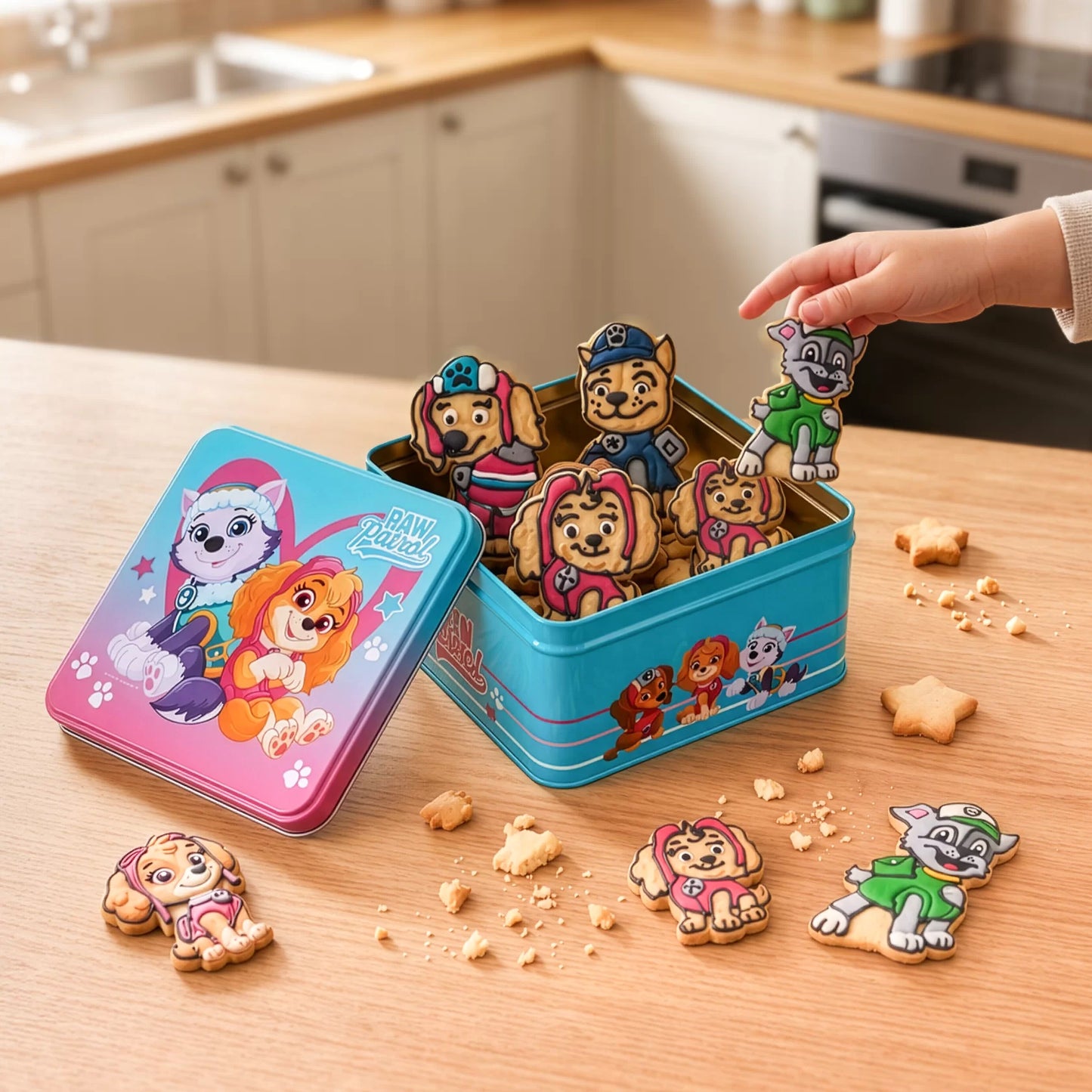 Paw Patrol Mädchen 21 x 21cm | H 10cm Türkis Gebäckdose