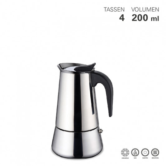 Espressokocher Edelstahl Induktion 4 Tassen