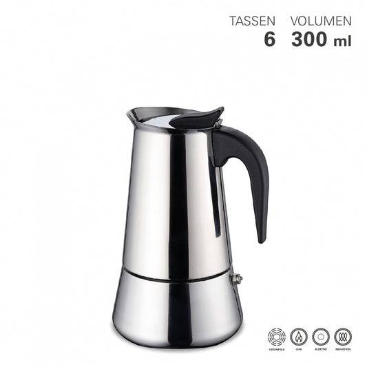 Espressokocher Edelstahl Induktion 6 Tassen